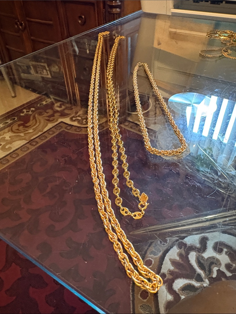 Lot of 3 Necklaces 
Gold-Tone Multi-Chain Necklace Set